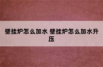 壁挂炉怎么加水 壁挂炉怎么加水升压